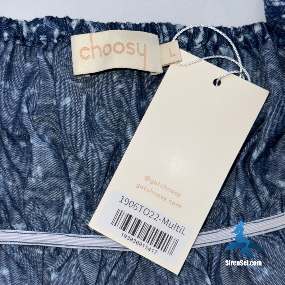1153 NWT Choosy No Shade Bow Back Crop Top – L – Blue White - Picture 6 of 14
